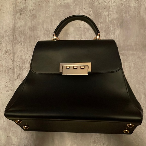 Sac à Main Zac Posen Noir Laqué (patent Leather) - Format Flap, Style Satchel - Neuf Avec étiquettes